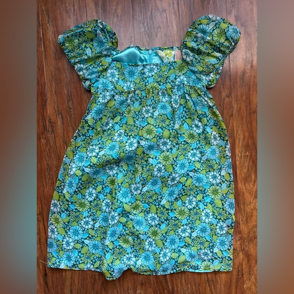 Floral Girl’s Dress Size 7 Blue and Turquoise - Picture 1 of 7